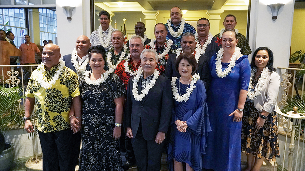 Pacific Island leaders at the evening reception of Day One of the 12th Pacific Islands Conference of Leaders
