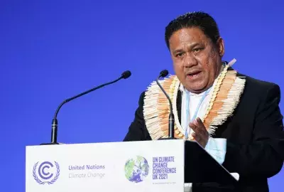 r. Bruce Bilimon, Minister of Health and Human Services of the Marshall Islands addresses delegates during the high level segment of COP 26.
