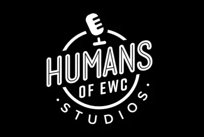Humans of EWC studio logo (featuring microphone)