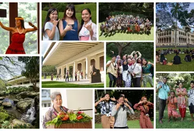 Collage of students, participants and staff