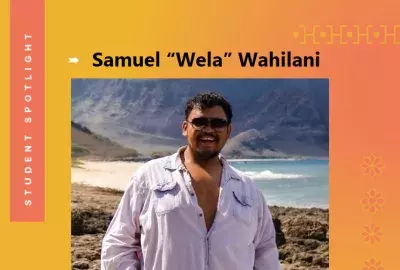 Bio photo of student Samuel Wahilani at beach in Waianae