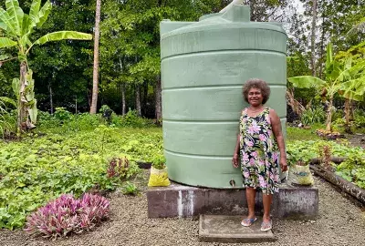 Woman in garden in Soloman Islands 