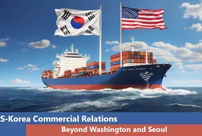 Cargo ship with US and ROK Flag 