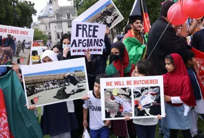 Photo of protest against Taliban in the UK