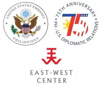US Embassy Philippines, East-West Center, and US-PH 75th Anniversary logos