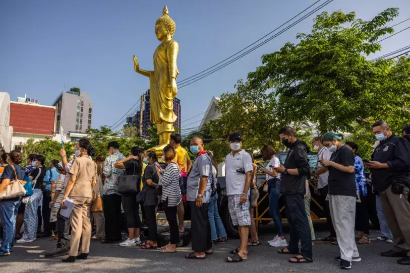Voters line up for early voting in Bangkok