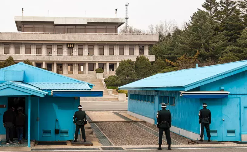Joint Security Area at the DMZ managed by both North and South Korea.