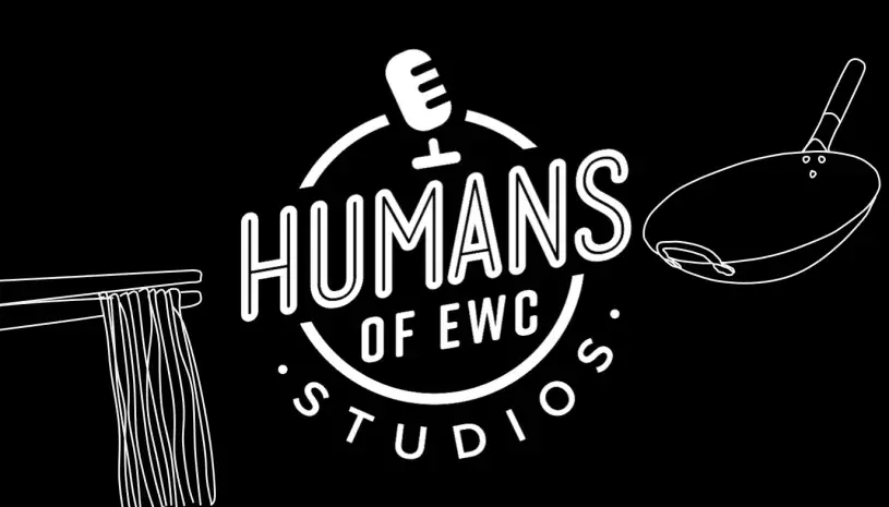 Humans of EWC studio logo (featuring noodles & wok)