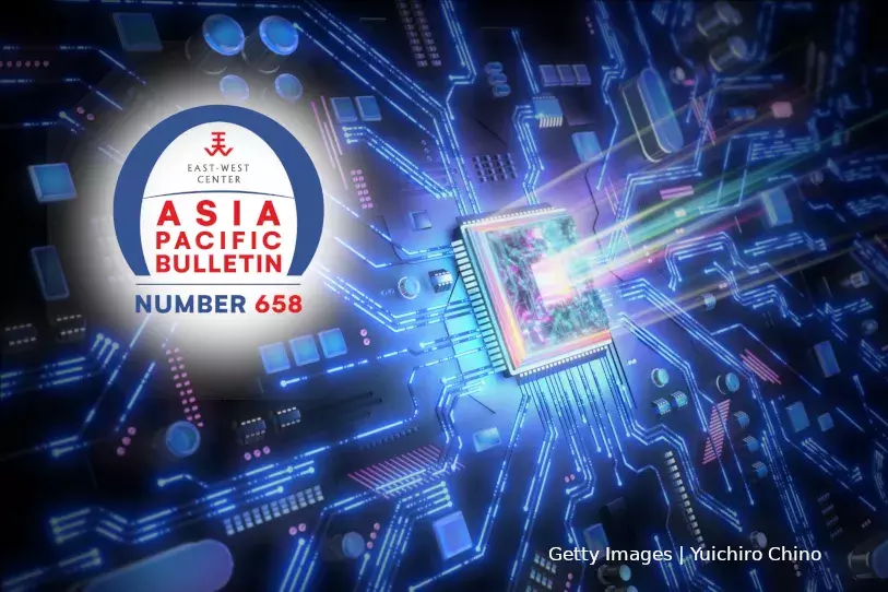 Circuit board and GPU with data flowing background behind APB arch logo with issue number 658