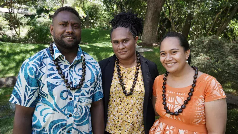 2022 PROJECT Governance graduate scholarship recipients (left to right): Charles Olovikabo, Alice Areori, and Moia Afoa